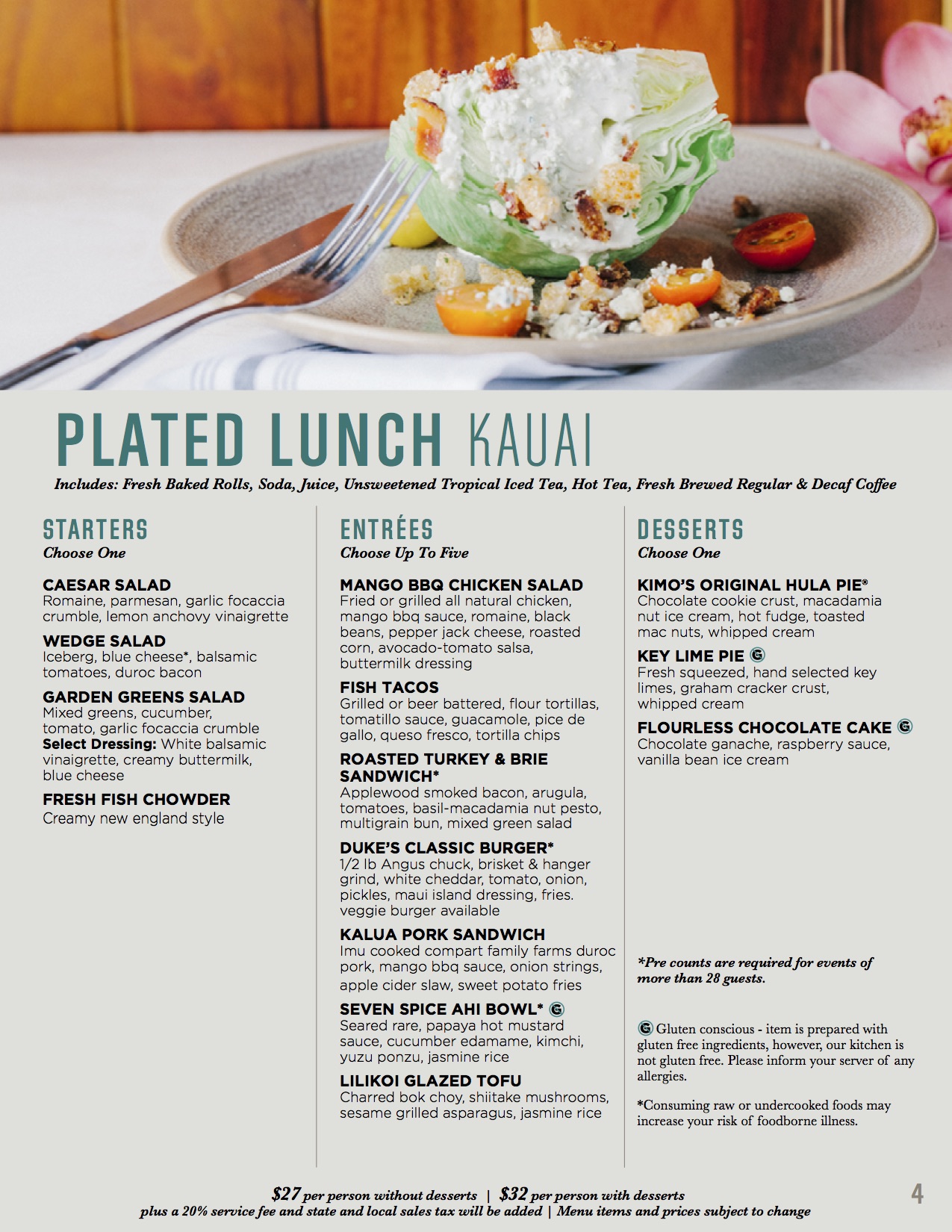 banquet menu - plate lunch kauai