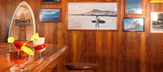 Bar with three tropical cocktails