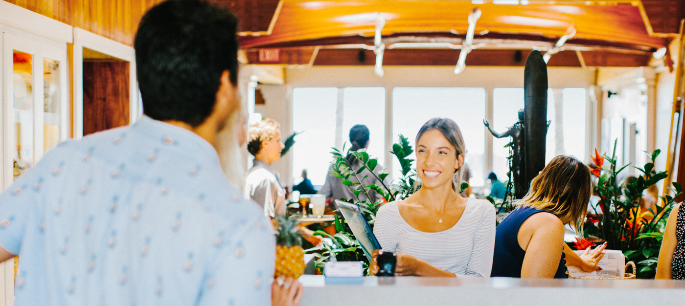 Hostess greeting guests