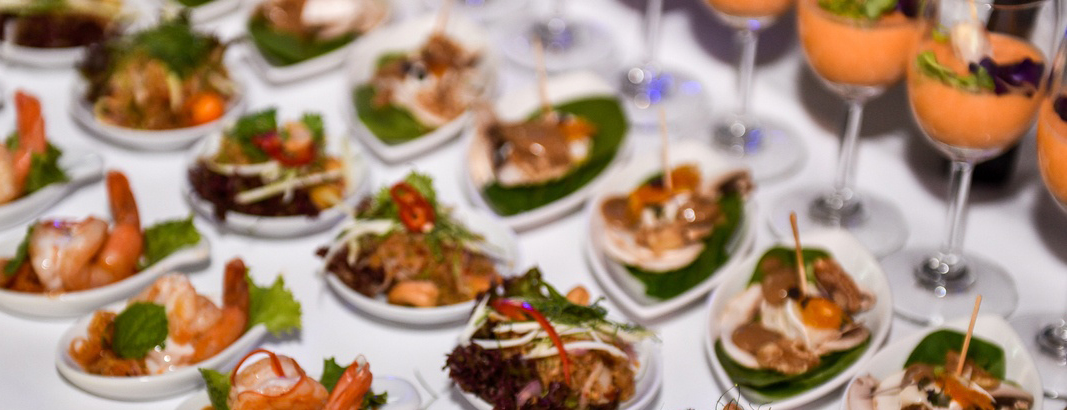 Small bites and beverages at an event