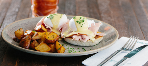 Eggs Benedict and potatoes